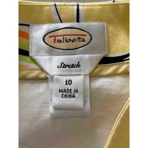 Talbots Skirt Women Size10 Yellow Animal Butterfly Print Stretch Pencil Summer - Picture 3 of 10